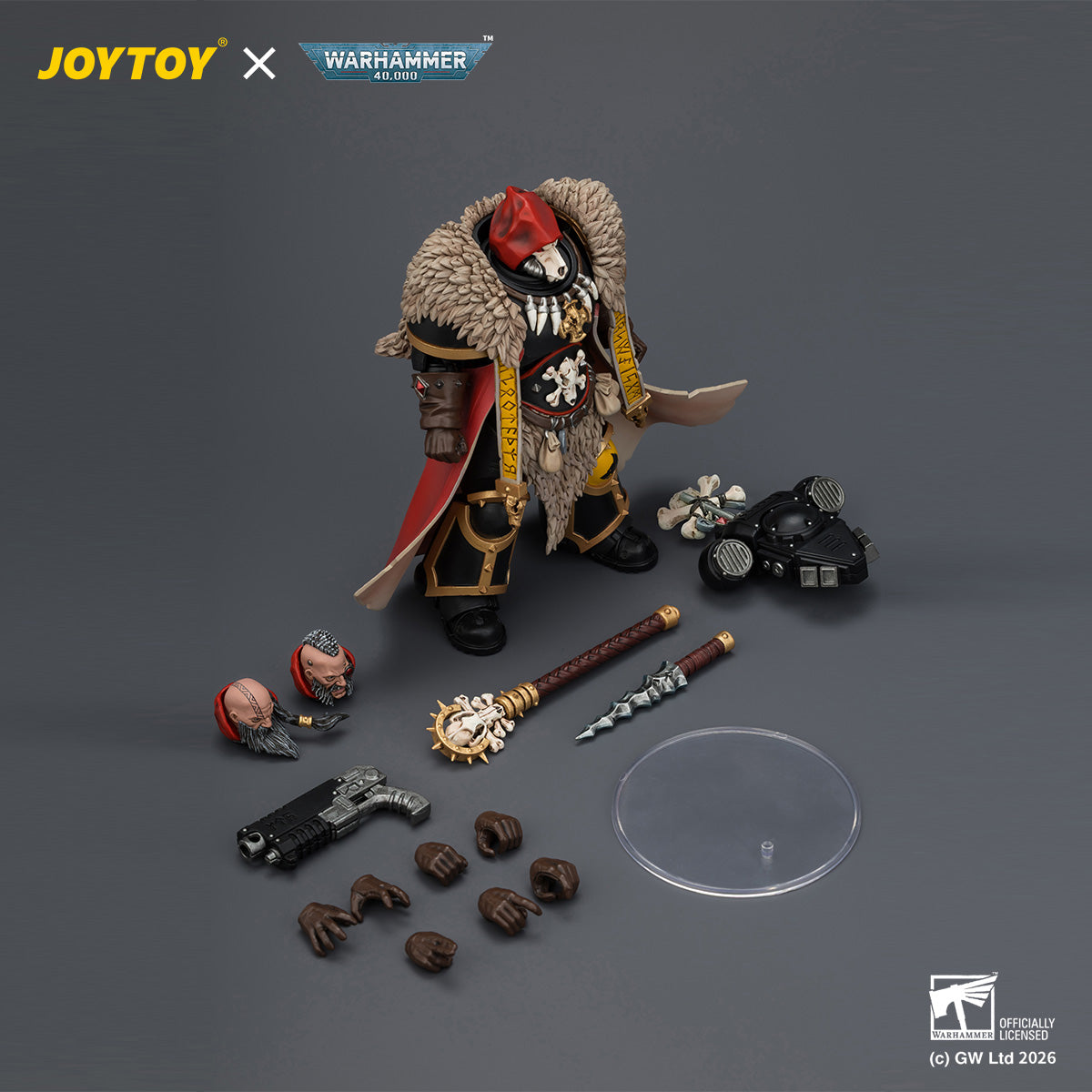 JOYTOY Warhammer 40,000 - Space Wolves Wolf Priest with Absolvor Bolt Pistol and Crozius