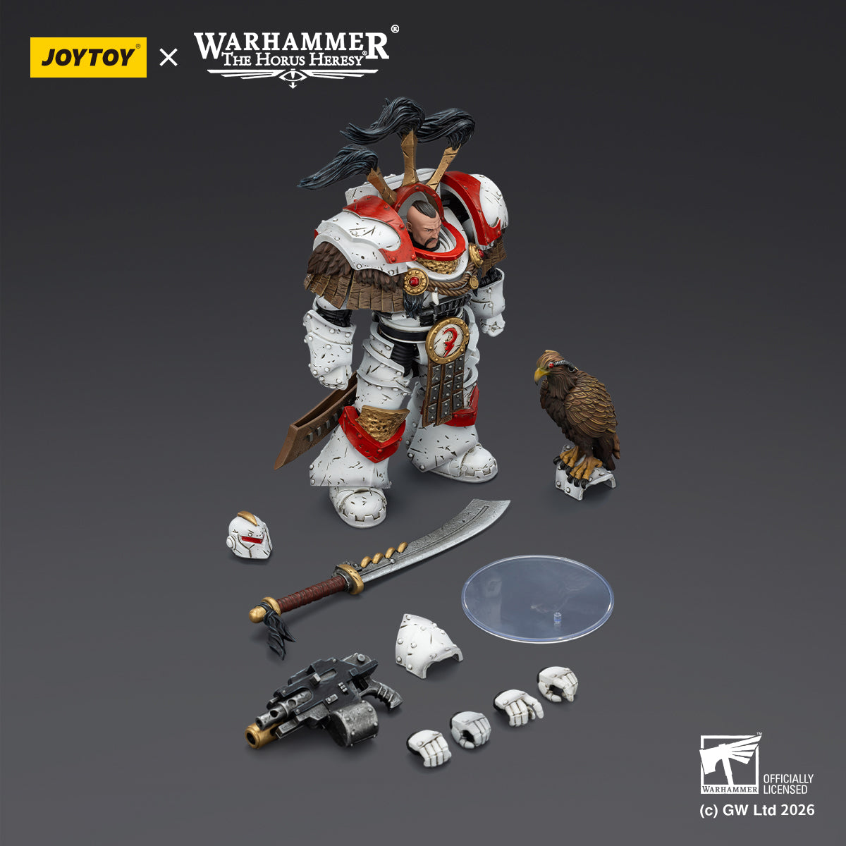 JOYTOY Warhammer The Horus Heresy - White Scars Legion Praetor in Cataphractii Terminator Armour with Cyber Hawk, Chogorian sword and combi-melta
