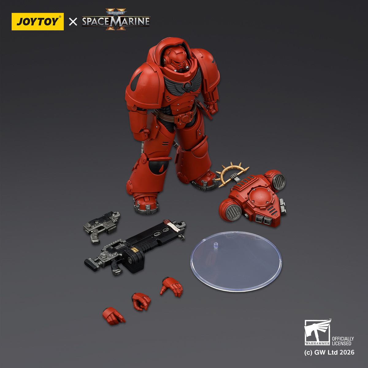 JoyToy Warhammer 40,000: Space Marine 2- Game Edition Blood Angels Heavy Intercessor with Heavy Bolt Rifle and Bolt Pistol
