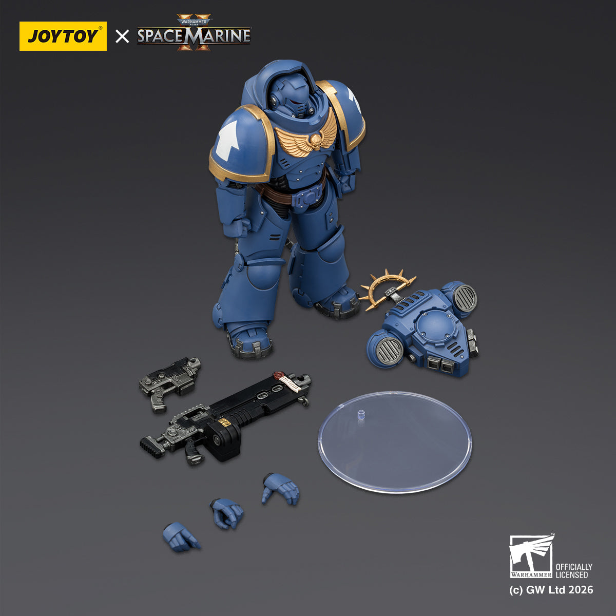 JoyToy Warhammer 40,000: Space Marine 2- Game Edition Ultramarines Heavy Intercessor with Heavy Bolt Rifle and Bolt Pistol