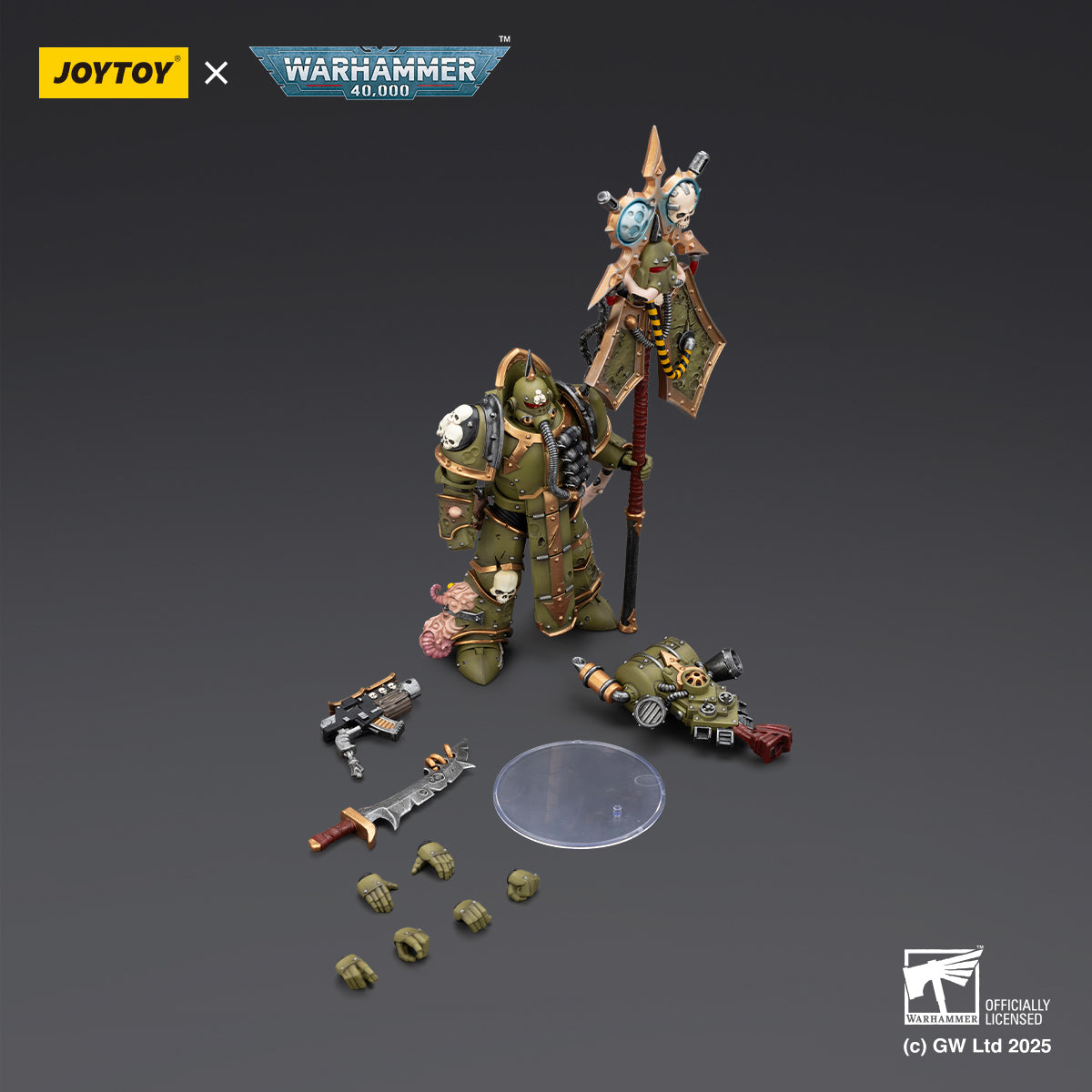 JOYTOY Warhammer 40,000 - Death Guard Blightlord Terminators & Plague Marine Icon Bearer Set