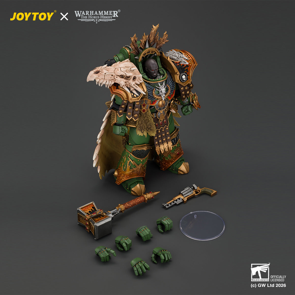 JOYTOY Warhammer The Horus Heresy  - Salamanders Vulkan, Primarch of the XVlllth Legion with Dawnbringer, The Furnace's Heart and Dragon's Breath Gauntlet