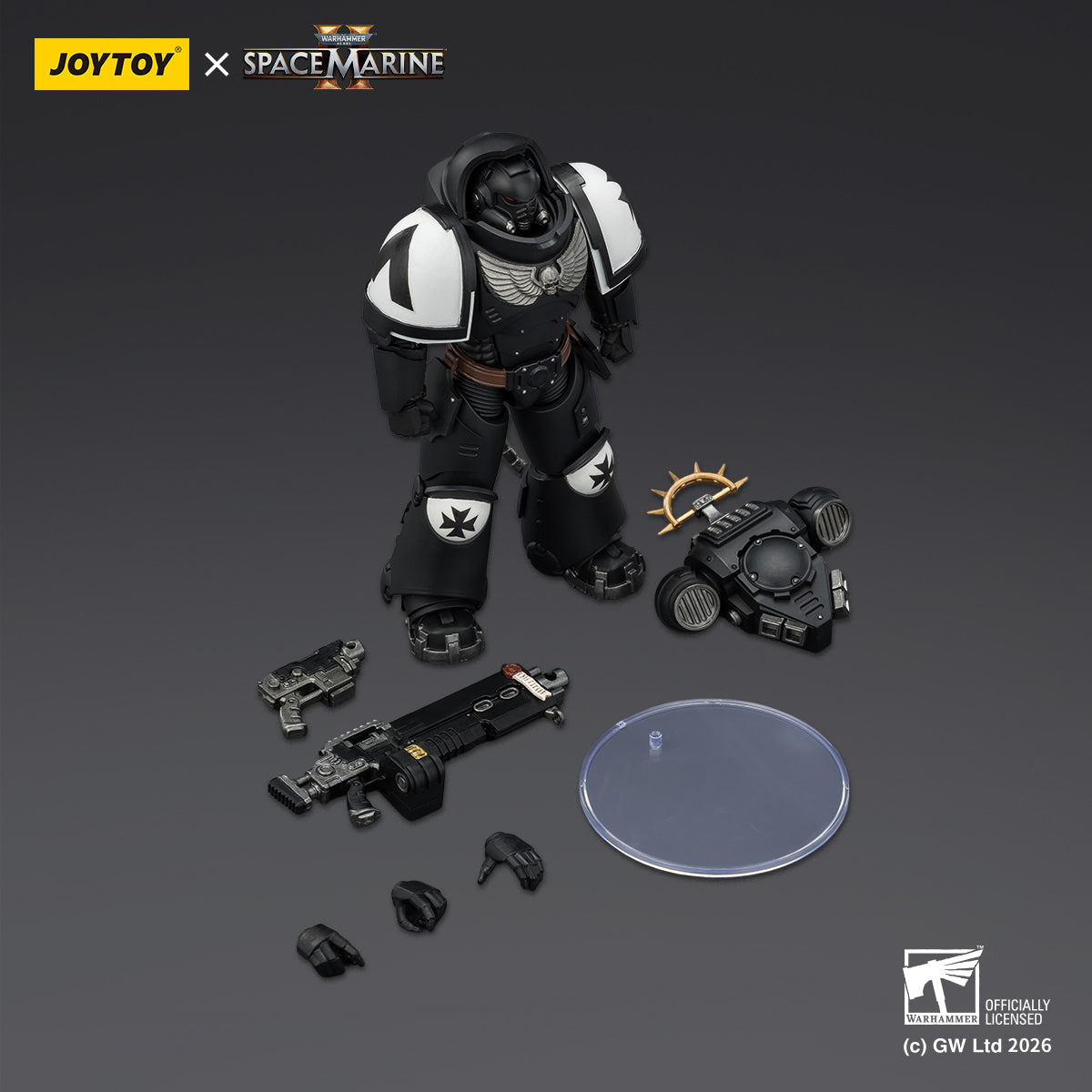 JoyToy Warhammer 40,000: Space Marine 2- Game Edition Black Templars Heavy Intercessor with Heavy Bolt Rifle and Bolt Pistol