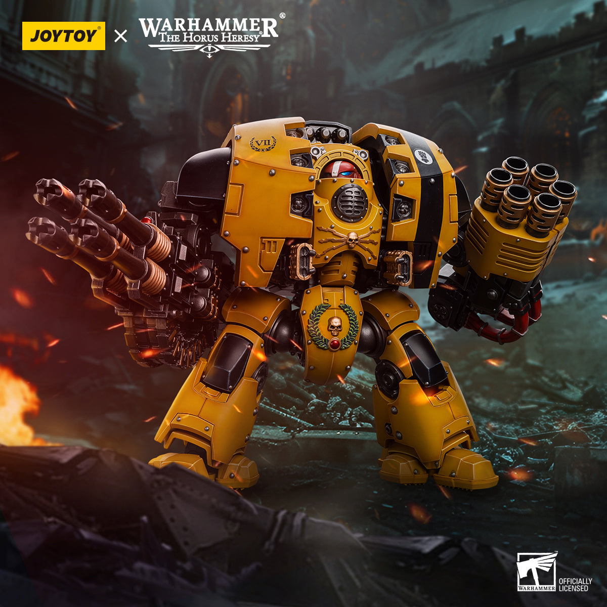 JOYTOY Warhammer The Horus Heresy -Imperial Fists Leviathan Dreadnought with Cyclonic Melta Lance and Storm Cannon