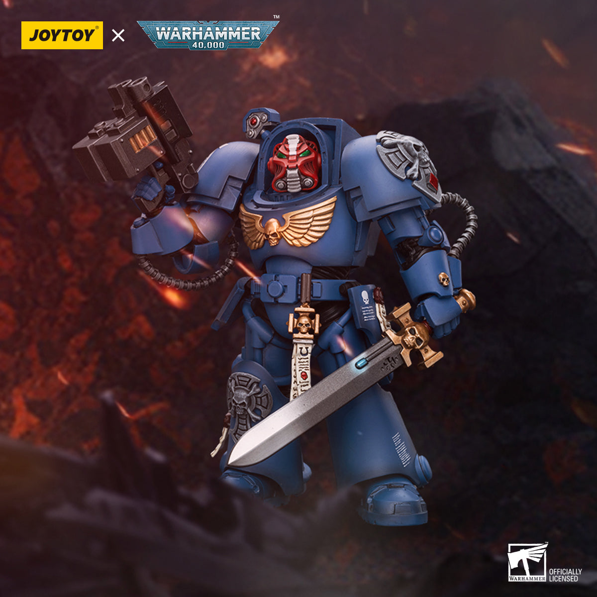 JOYTOY Warhammer 40,000 - Ultramarines Terminator Squad Sergeant with Power Sword and Teleport Homer