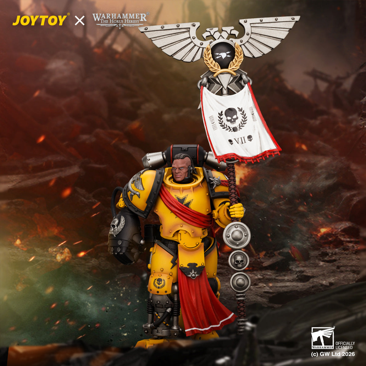 JOYTOY Warhammer The Horus Heresy Action Figure - Imperial Fists Herald Consul with Standard and Bolt Pistol