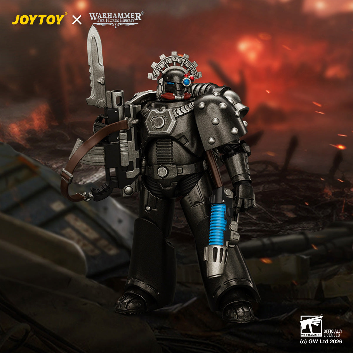 JOYTOY Warhammer The Horus Heresy - Iron Hands MkVI Tactical Sergeant with Bolter, Plasma Pistol & Power sword