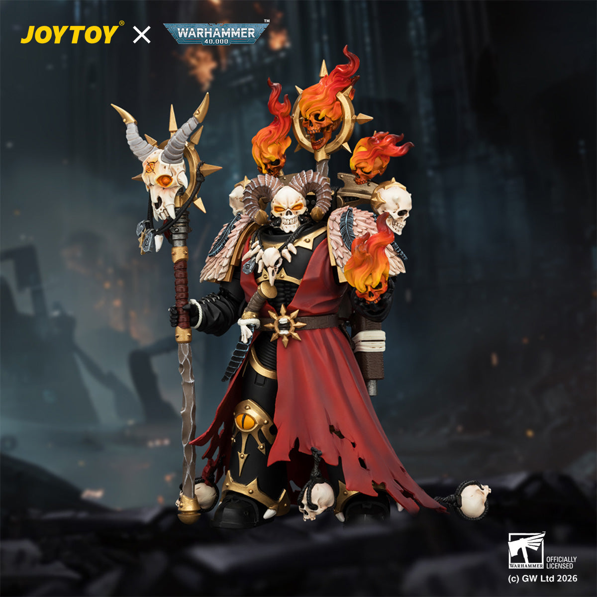 JOYTOY Warhammer 40,000 - Black Legion Master of Possession with Staff of Possession and Bolt Pistol