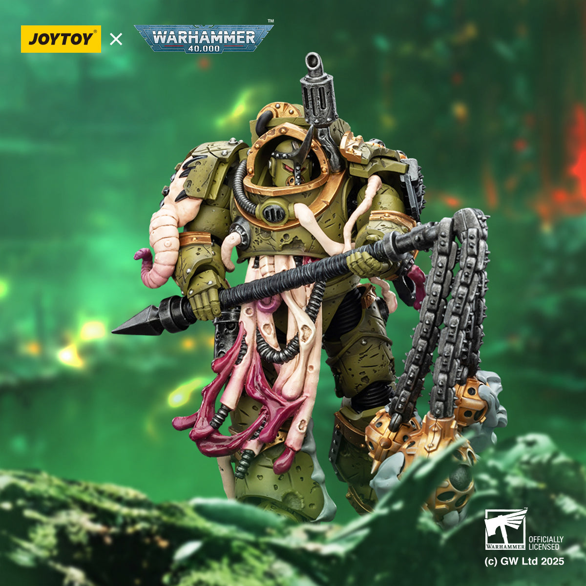 JOYTOY Warhammer 40,000 - Death Guard Blightlord Terminators & Plague Marine Icon Bearer Set