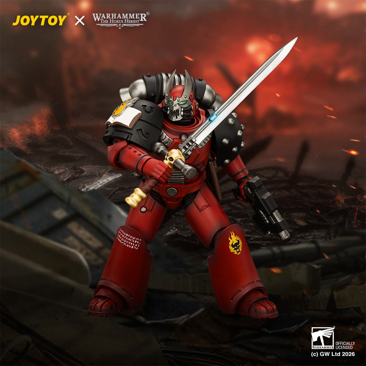 JOYTOY Warhammer The Horus Heresy Action Figure - Word Bearers MkVI Tactical Sergeant with Power Sword and Plasma Pistol