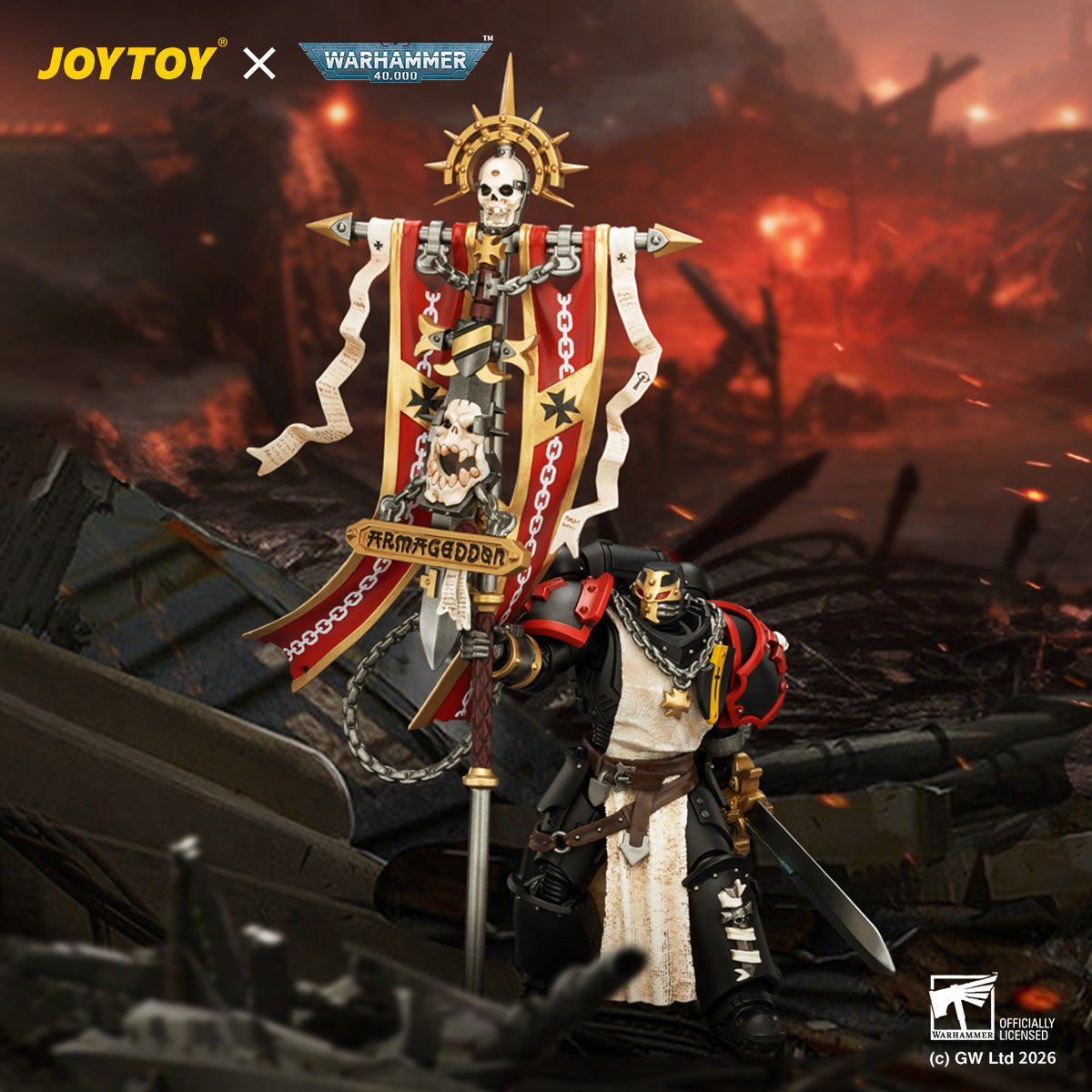 JOYTOY Warhammer 40,000 - Black Templars Crusader Ancient with Power Sword and Bolt Pistol