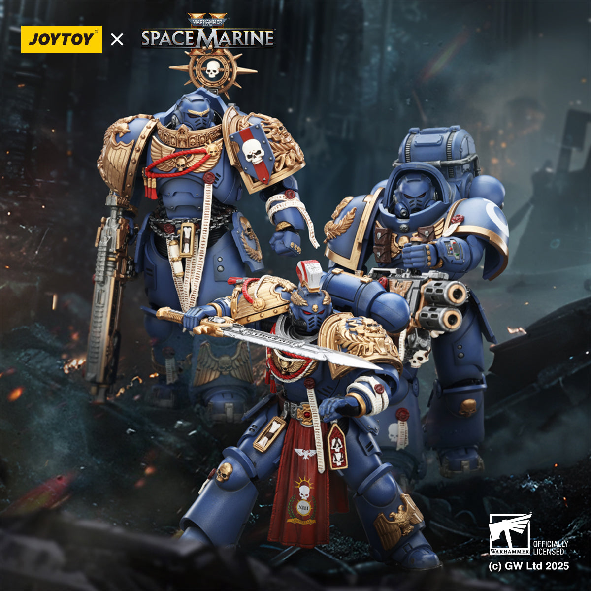 JOYTOY Warhammer 40,000: Space Marine 2 Ultramarines Relic Armour Veterans Squad (Set of 3)