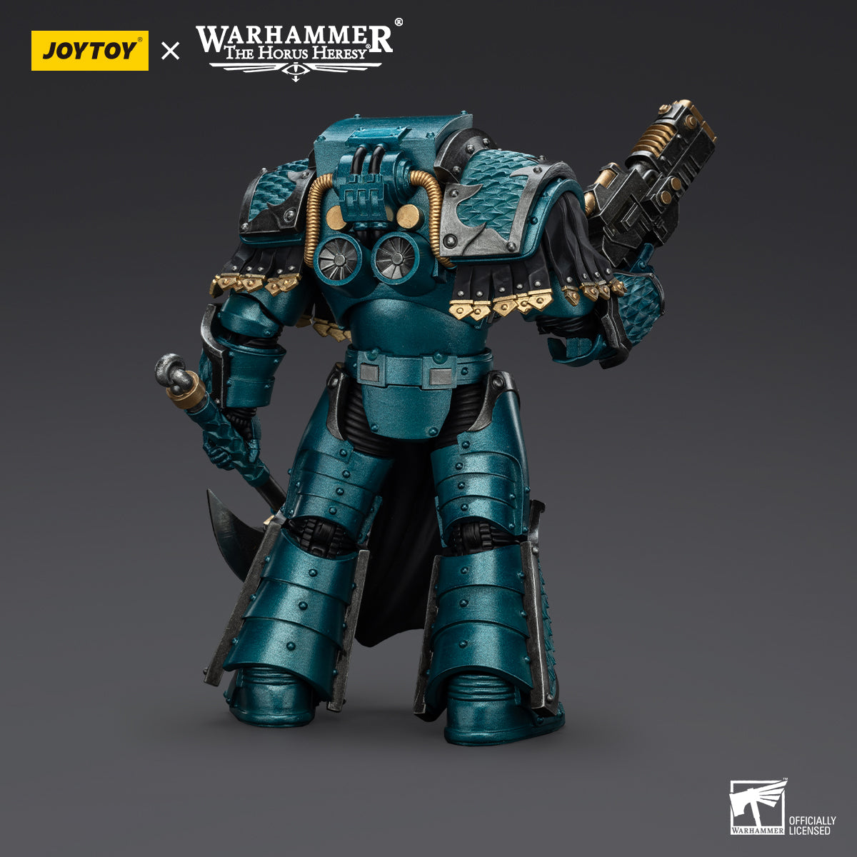 Back view of Lernaean Terminator featuring armored plating, power pack