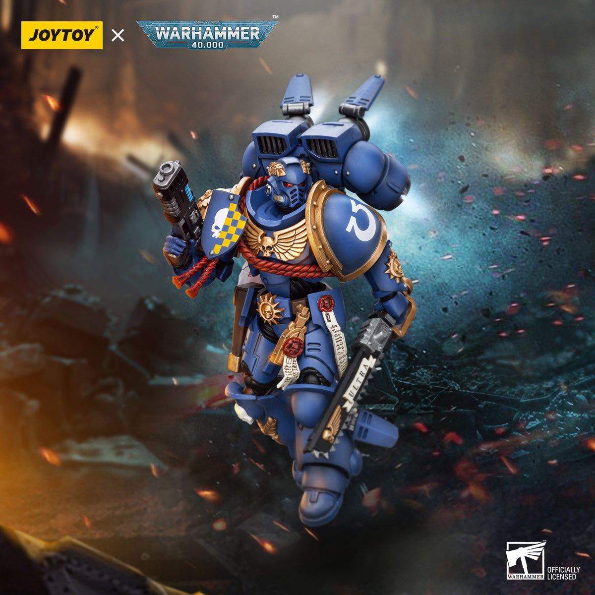 JOYTOY Warhammer 40,000 - Ultramarines Captain With Jump Pack