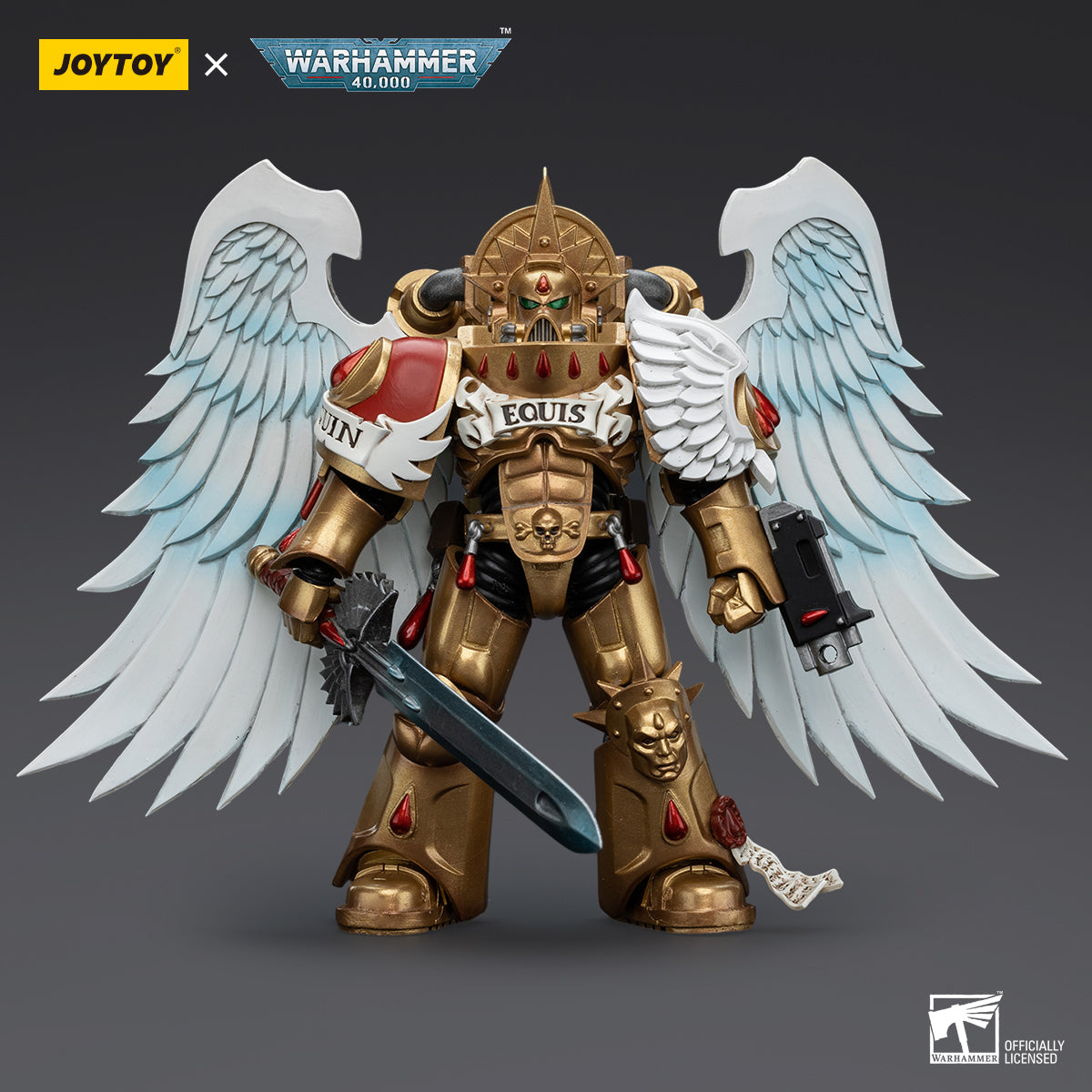Blood Angels Sanguinary Guard with Encarmine Sword, front view.
