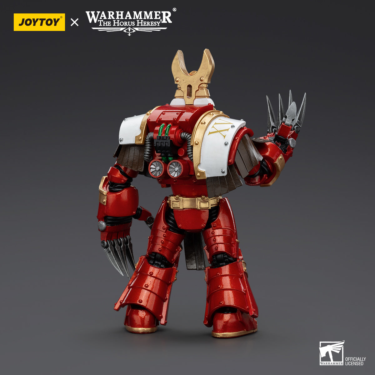 Back view of Thousand Sons Sekhmet Terminator Cabal Sekhmet with Lightning Claws, showcasing the rear of the armor, power pack, and positioning of the claws. The intricate detailing on the back highlights the high-tech nature of the Terminator armor.