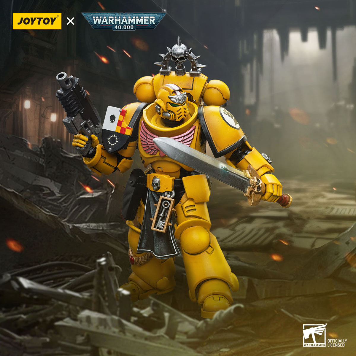 JOYTOY Warhammer 40,000 - Imperial Fists Lieutenant with Power Sword