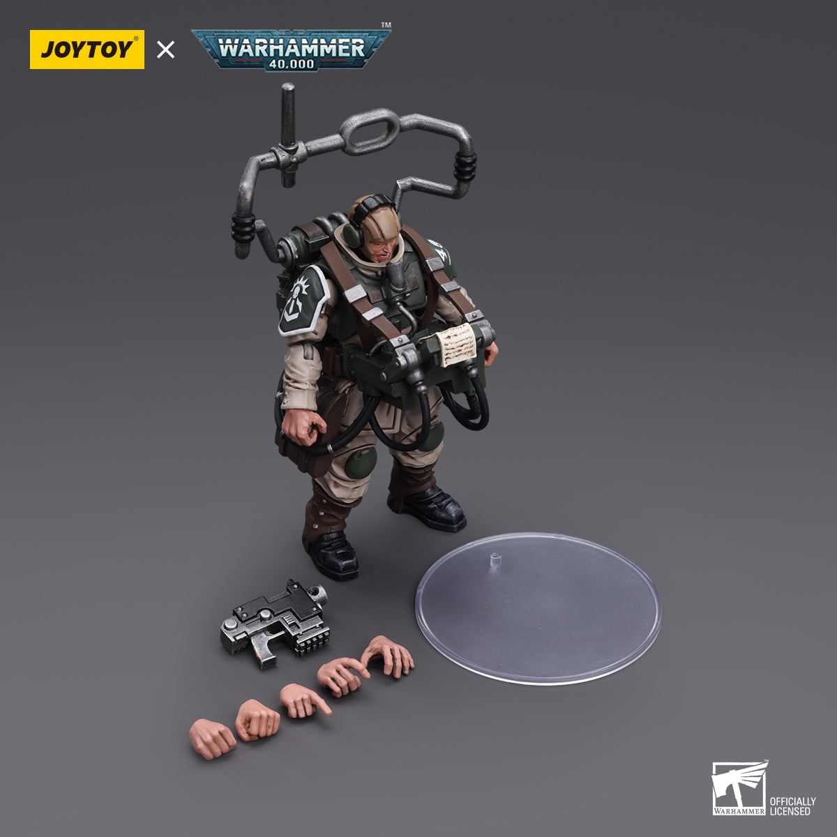 JOYTOY Warhammer 40,000 - Astra Militarum Cadian Command Squad Veteran with Master Vox