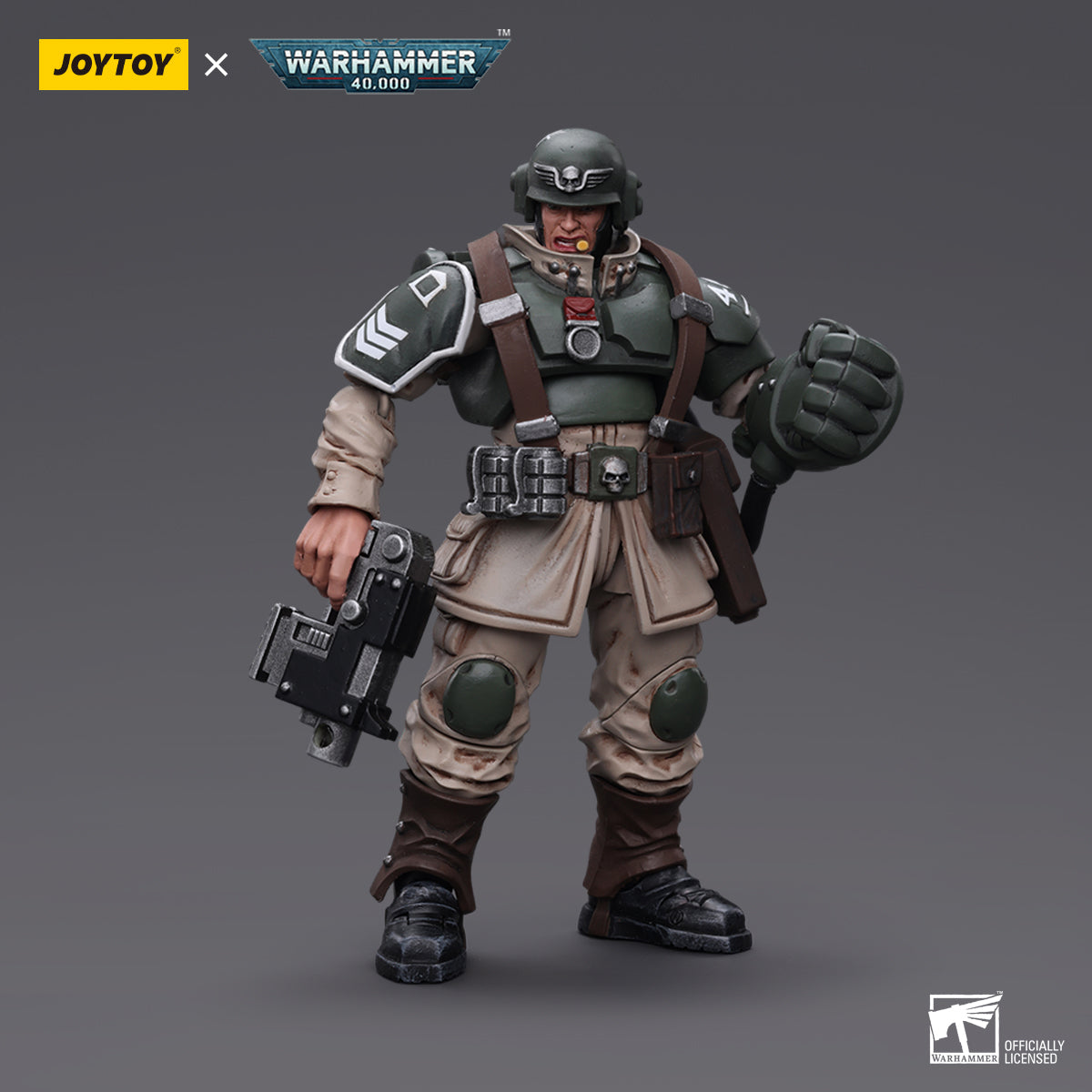 JOYTOY Warhammer 40,000 - Astra Militarum Veteran Sergeant with Power Fist