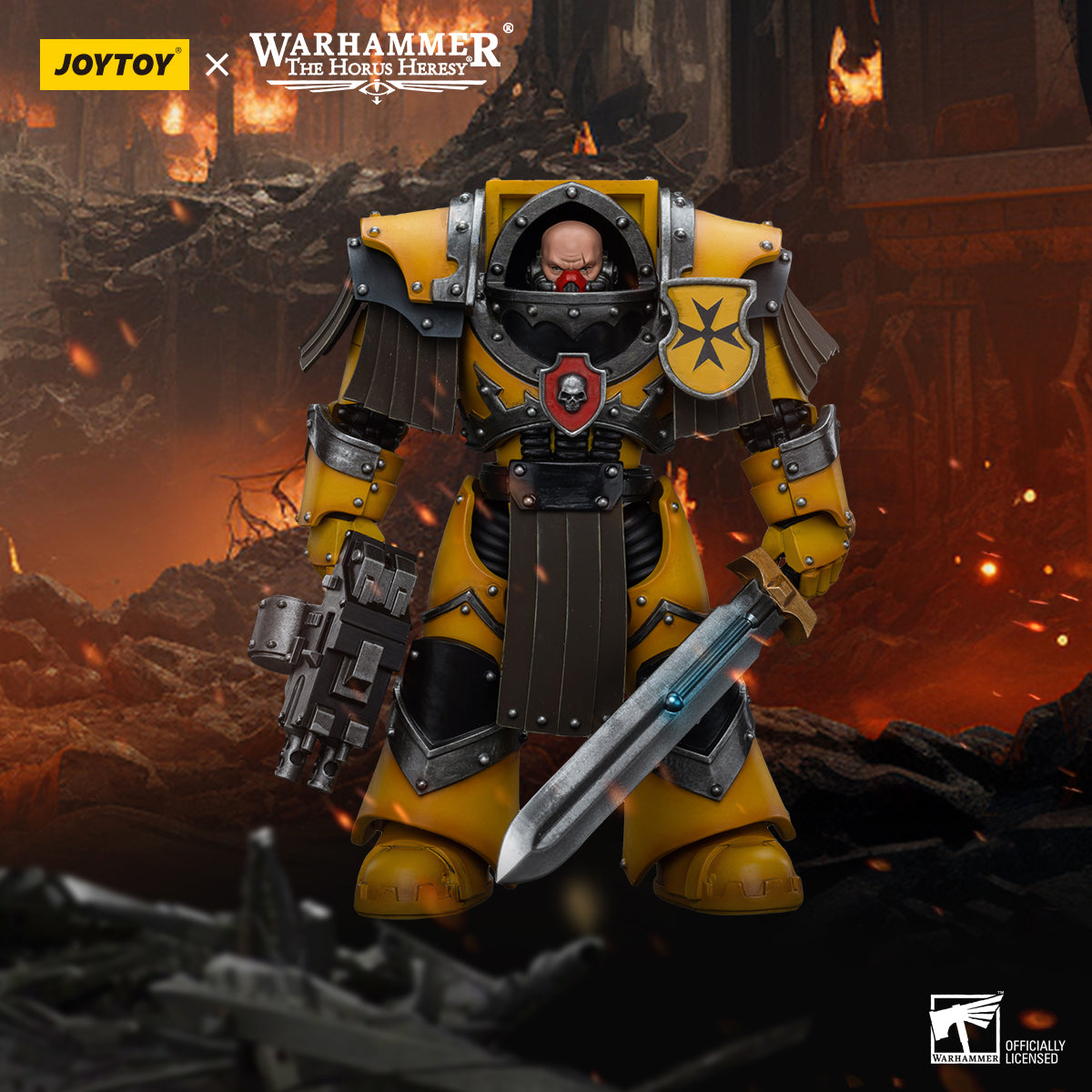 JOYTOY Warhammer The Horus Heresy - Imperial Fists Cataphractii Terminator Squad Sergeant with Power Sword