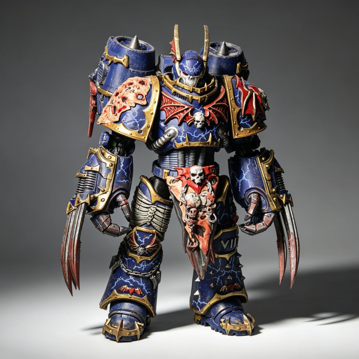 JoyToy Warhammer 40k Night Lords with Lightning Claws Custom Repaint, VIII Legion Chaos Space Marine 1/18 figure.